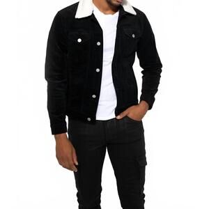 NEW MONFRERE dean needle cord long sleeve jacket in noir sherpa